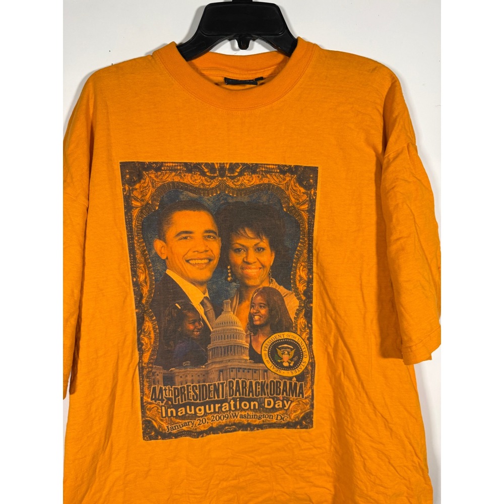 Access Barack Obama 44th President Inauguration Day 2009 Orange T-Shirt Mens XL